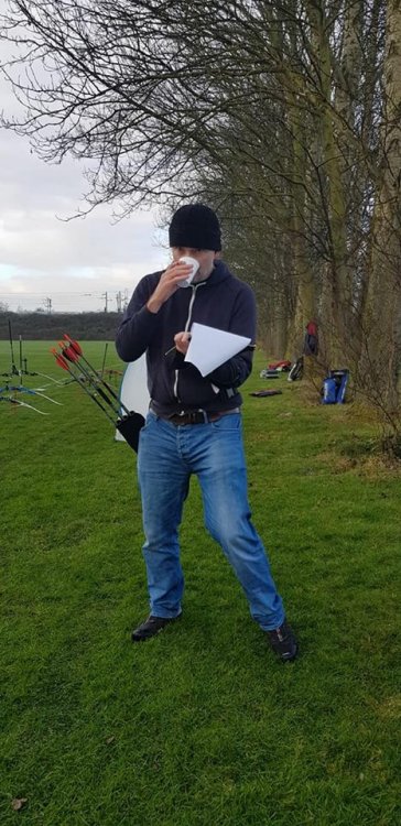 Jon scoring and drinking at the same time